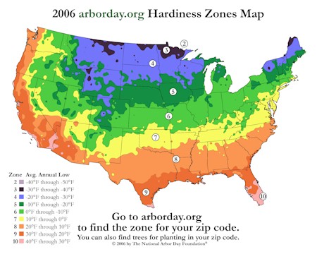 Hardiness Zones - Map